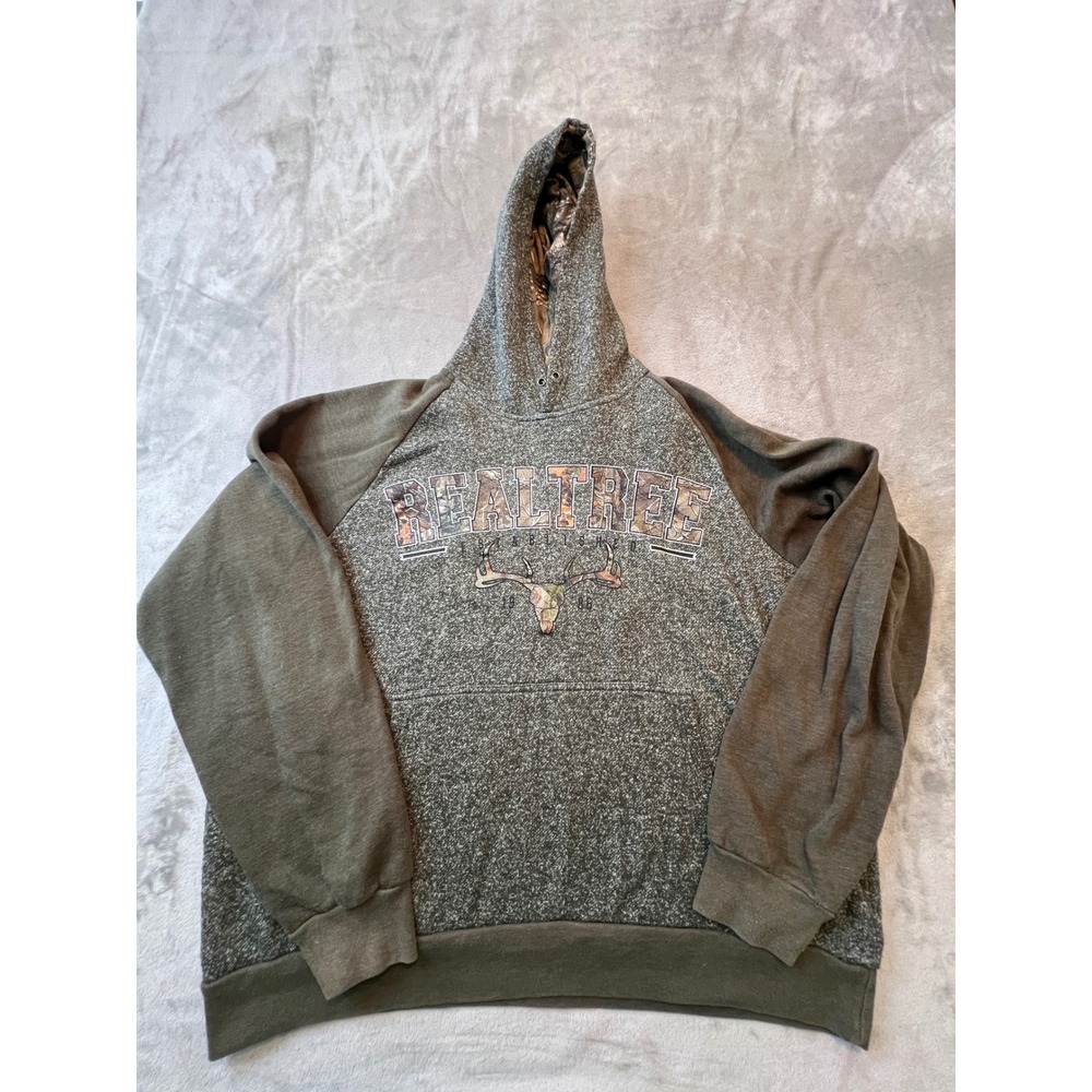 Realtree‎ Hoodie Mens Large Green  Camo Graphic Pullover Fleece